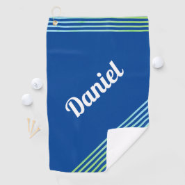 Toalla De Golf Bandas verticales azules Nombre jugador moderno Go