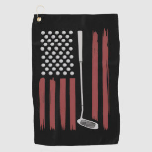 Toalla De Golf Bandera Americana Retro Golfista Divertido Palo de