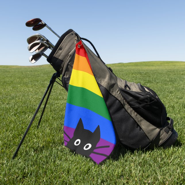 Toalla De Golf Bandera arcoiris de gato negro de Peeek (Verde)