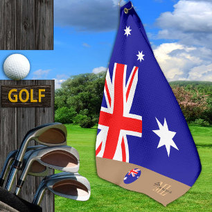 Toalla De Golf Bandera australiana y Australia monogramada/golf