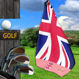 Toalla De Golf Bandera británica y Reino Unido monogramados/golf 