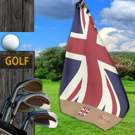 Toalla De Golf Bandera británica y Reino Unido monogramados/golf 