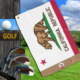 Toalla De Golf Bandera de California y Monogramo de California /