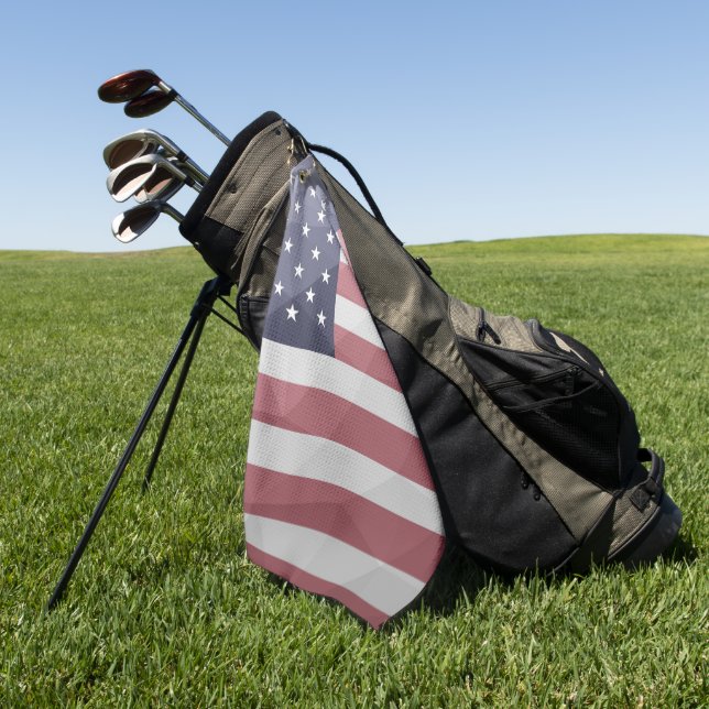 Toalla De Golf Bandera de Estados Unidos Malla Geométrica Red Whi (Verde)