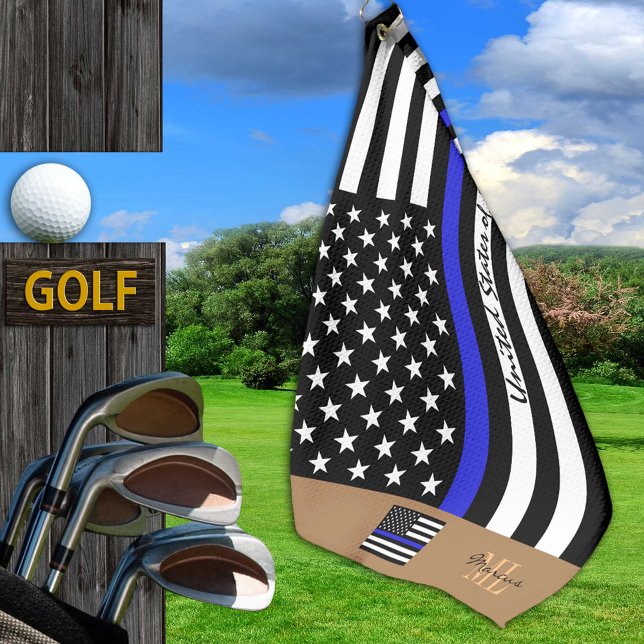 Toalla De Golf Bandera de Estados Unidos/Monogramada delgada de l (Subido por el creador)