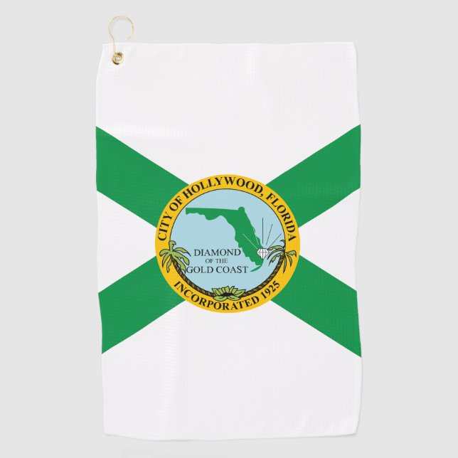 Toalla De Golf Bandera de Hollywood, Florida (Anverso)