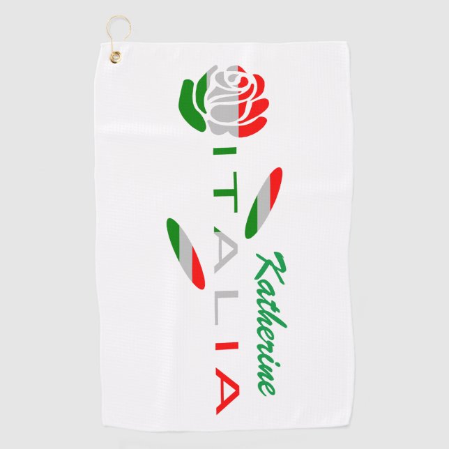 Toalla De Golf Bandera de Italia Rosa Personalizada (Anverso)