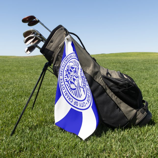 Toalla De Golf Bandera de la ciudad de Charlotte (Carolina del No (Verde)