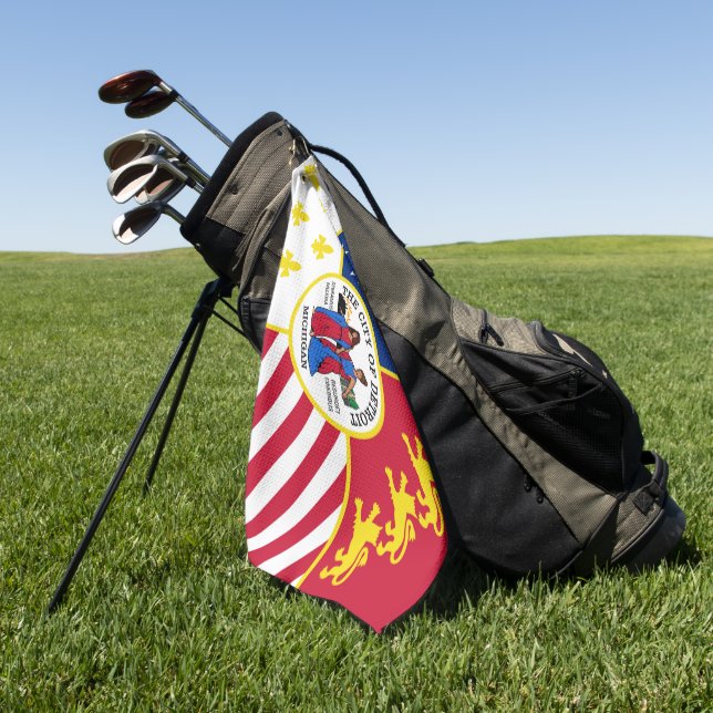 Toalla De Golf Bandera de la ciudad de Detroit (Michigan) (Verde)