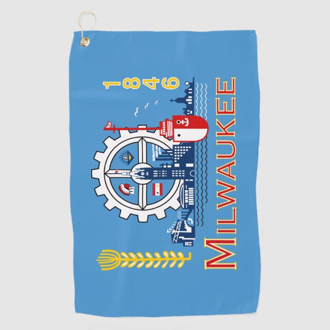 Toalla De Golf Bandera de Milwaukee, Wisconsin (Anverso)
