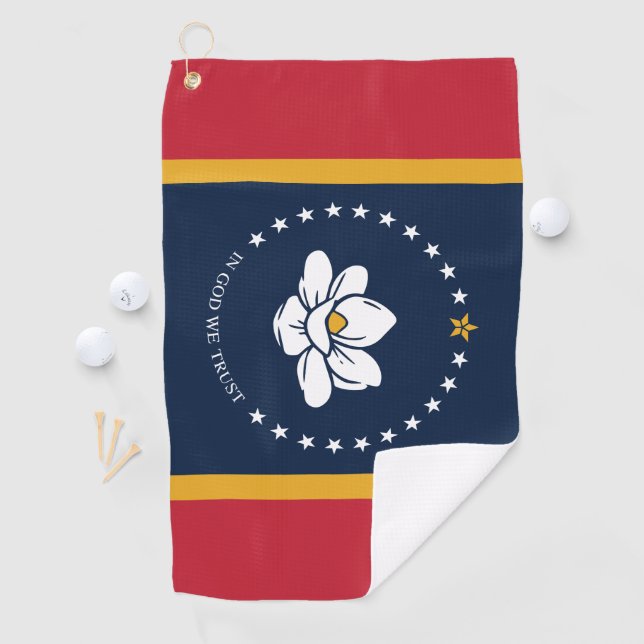 Toalla De Golf Bandera de Misisipi - Nueva Bandera de Magnolia (In situ)
