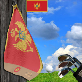 Toalla De Golf Bandera de Montenegro y Montenegro Golf monogramad