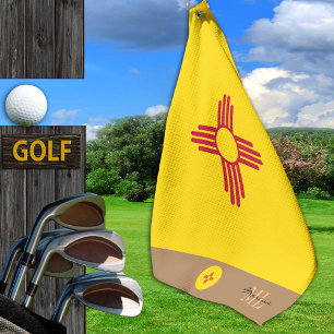 Toalla De Golf Bandera de Nuevo México y Nuevo México monograma
