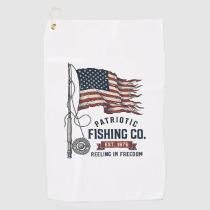 Toalla De Golf Bandera de pesca patriótica vintage diseño vectori
