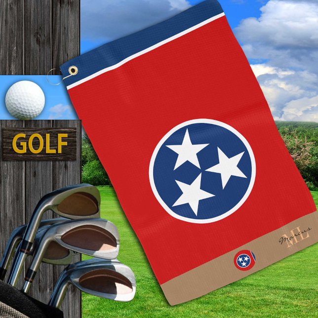 Toalla De Golf Bandera de Tennessee y Tennessee monogramado / gol (Subido por el creador)