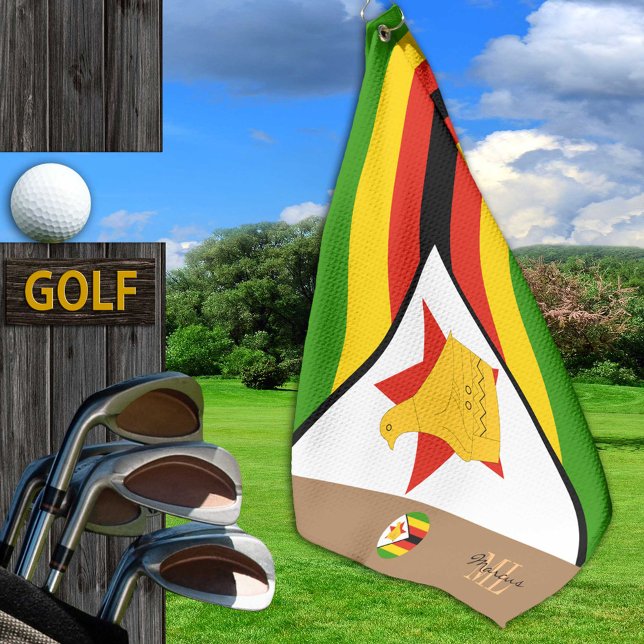 Toalla De Golf Bandera de Zimbabue y Zimbabue monogramada /África (Subido por el creador)