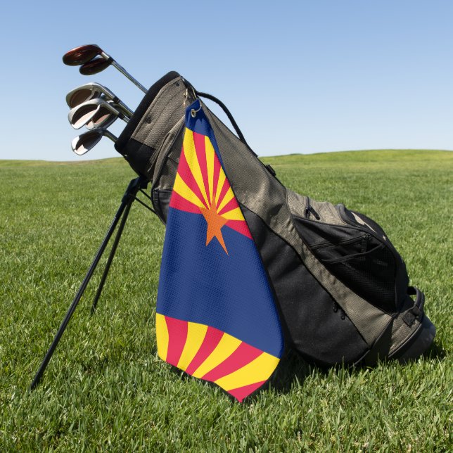 Toalla De Golf Bandera del estado de Arizona diseña tu texto en u (Verde)