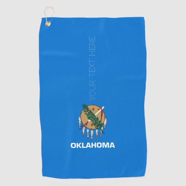 Toalla De Golf Bandera del estado de Oklahoma diseña tu texto en  (Anverso)