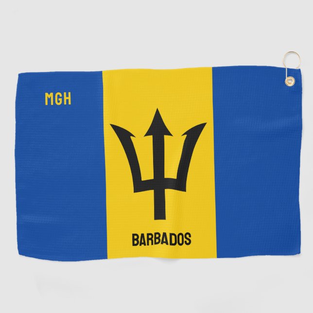 Toalla De Golf Bandera del Monograma personalizado de Barbados (Horizontal)