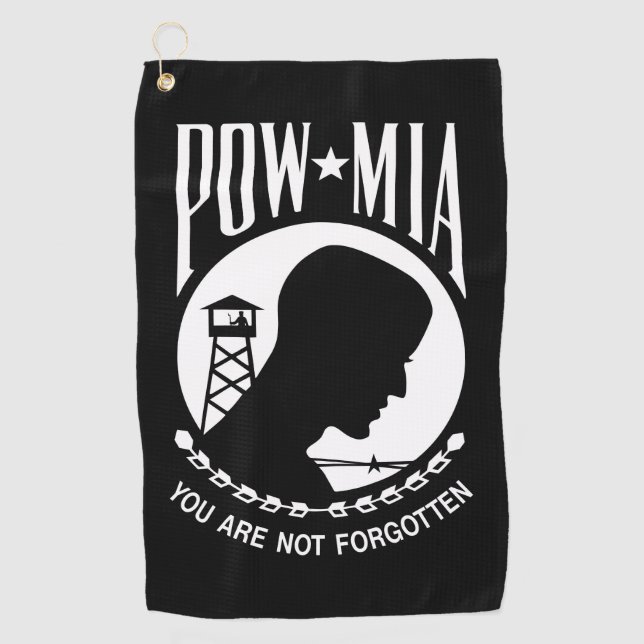 Toalla De Golf Bandera del POW MIA: Soldados desaparecidos en la  (Anverso)