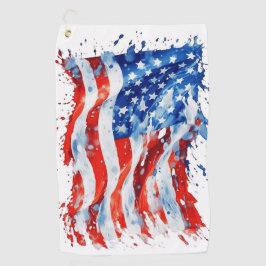 Toalla De Golf Bandera estadounidense acuarela 4 de julio
