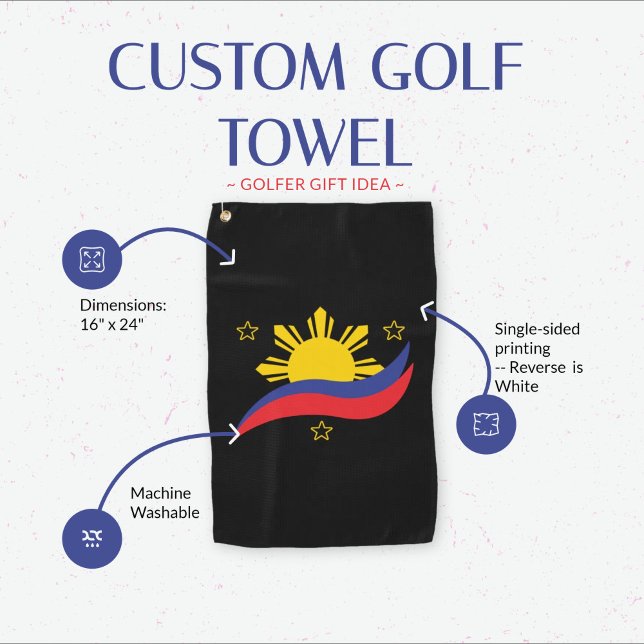 Toalla De Golf Bandera filipina de Pinoy de Filipinas (Artistic Philippines Flag Golf Towel)