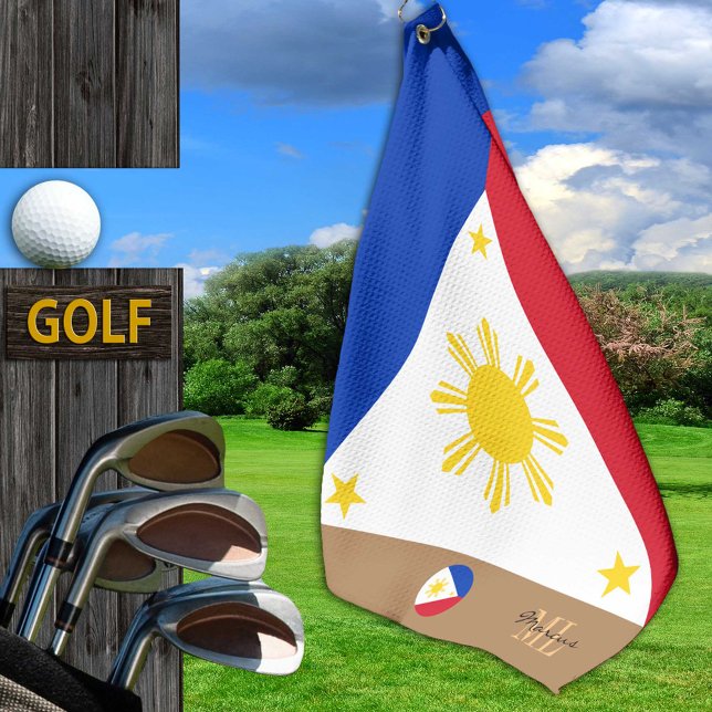 Toalla De Golf Bandera filipina y Filipinas monogramados/golf (Subido por el creador)