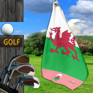 Toalla De Golf Bandera galesa y Gales, monoligramo Cymru / señora