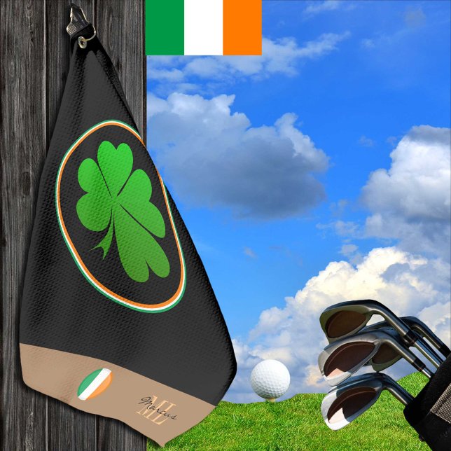 Toalla De Golf Bandera irlandesa, monograma de Atracción Afortuna (Subido por el creador)