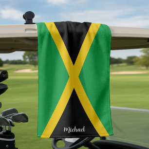 Toalla De Golf Bandera jamaiquina verde negra y dorada de Jamaica