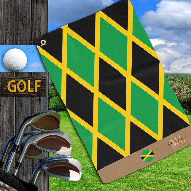 Toalla De Golf Bandera jamaiquina y Jamaica, deportes monogramado (Subido por el creador)