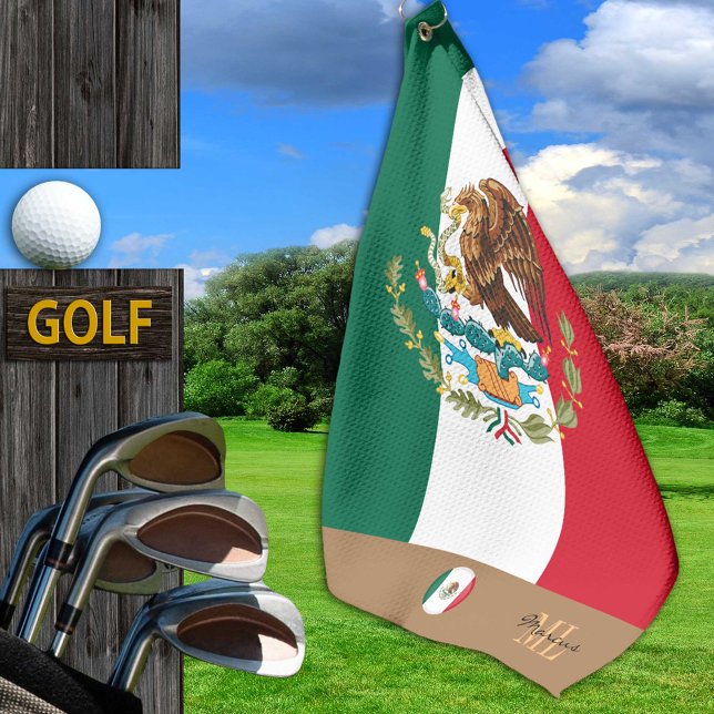 Toalla De Golf Bandera mexicana y deportes monogramados de golf e (Subido por el creador)