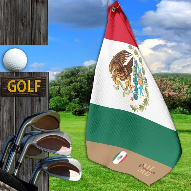 Toalla De Golf Bandera mexicana y golf/deportes monogramados en M (Subido por el creador)
