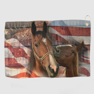 Toalla De Golf Bandera norteamericana de grano ruidoso de caballo