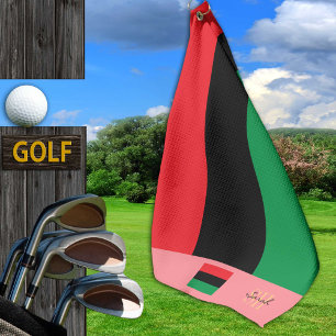 Toalla De Golf Bandera panafricana y bandera unia monogramada / s