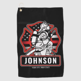 Toalla De Golf Bandera Patriótica del Departamento de Bomberos Pe