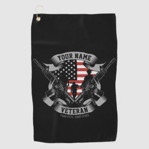 Toalla De Golf Bandera personalizada de Estados Unidos para veter