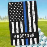 Toalla De Golf Bandera policial personalizada Línea Azul delgada<br><div class="desc">Delgada toalla de golf de la policía de la Línea Azul - diseño de la bandera estadounidense en los colores de la bandera de la policía, diseño angustiado. Esta toalla de golf personalizada de la policía son regalos perfectos de los oficiales de policía, regalos de retiro de la policía, regalos...</div>