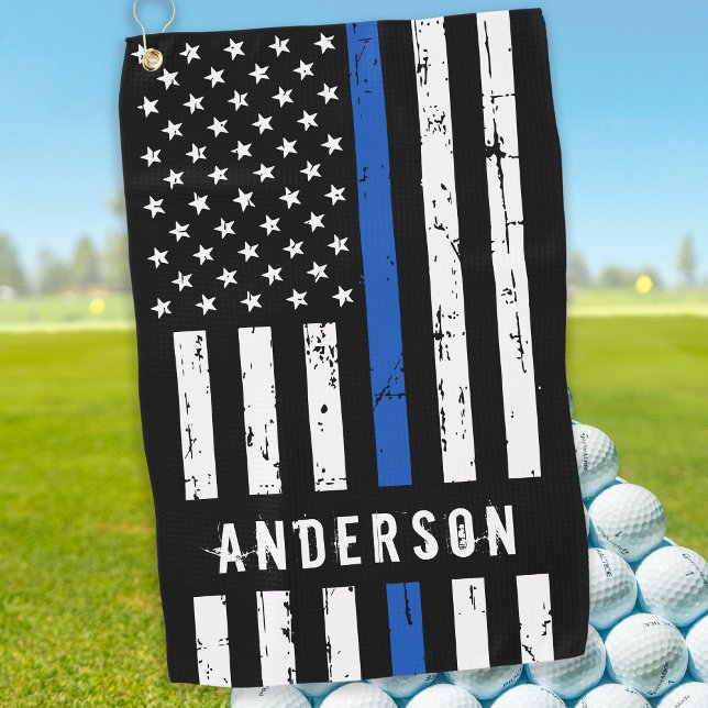 Toalla De Golf Bandera policial personalizada Línea Azul delgada (Subido por el creador)