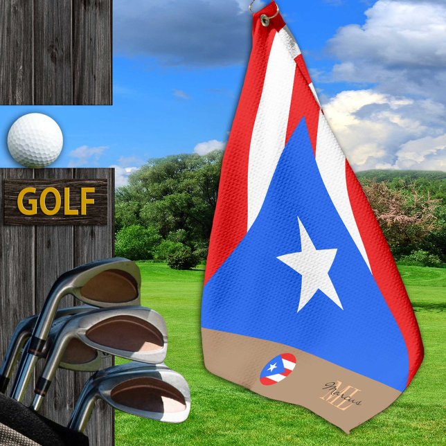 Toalla De Golf Bandera portorriqueña y Puerto Rico monogramado (Subido por el creador)