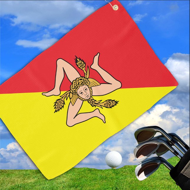Toalla De Golf Bandera siciliana y golf en Sicilia (Subido por el creador)