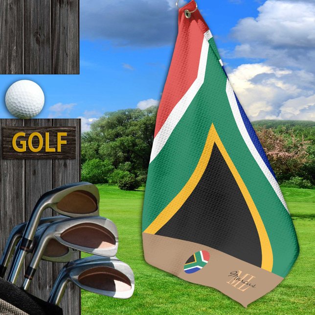 Toalla De Golf Bandera sudafricana y golf monogramado en Sudáfric (Subido por el creador)