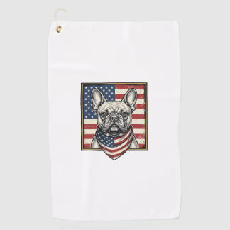 Toalla De Golf Bandera vintage patriótica de Bulldog Francés