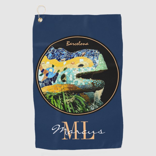 Toalla De Golf Barcelona Lizard & Park Guell, Cataluña / Gaudí G (Anverso)