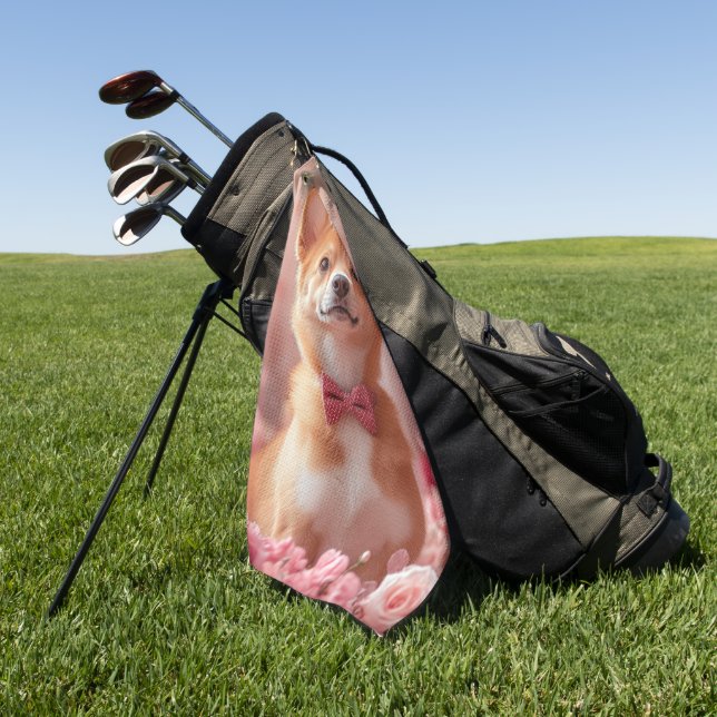 Toalla De Golf Basenji con Rosas - Día de San Valentín (Verde)