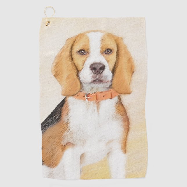 Toalla De Golf Beagle Hound Dog Pintura original de animales (Anverso)