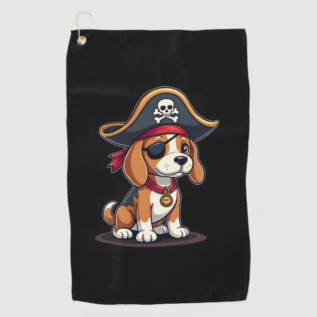 Toalla De Golf Beagle Pirate Costume Jolly Roger Bandera Cruz de  (Anverso)