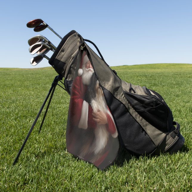 Toalla De Golf Bernedoodle con Navidades festivos de Santa Claus (Verde)