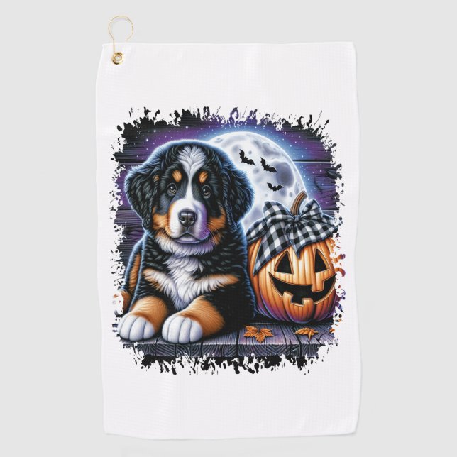 Toalla De Golf Bernese Mountain Dog Halloween (Anverso)
