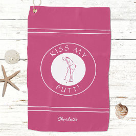 Toalla De Golf Besa mi putt Dama divertida golfista Deportes Rosa